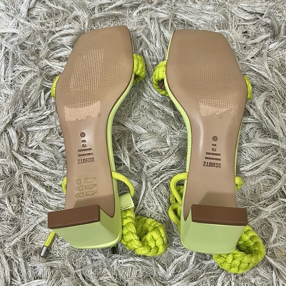 NWOB SCHUTZ Blair Leather Braided Square Toe Mid-Heel Sandals Green Fresh Sz 7 - Picture 10 of 11
